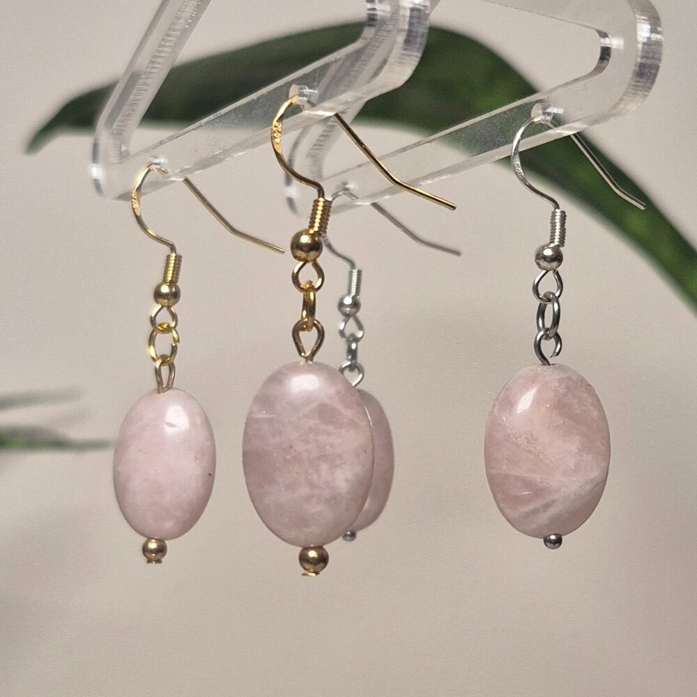 ROSE/STRAWBERRY QUARTZ Gemstone Earrings | Handmade